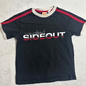 VTG Sideout Boys Size 8 Black Ringer T-Shirt Y2K Skater Streetwear Red Stripes